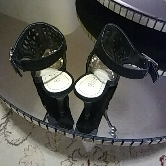 🌹 Black Stiletto Heels 👠 Open Slingback 🌹 - Picture 3 of 6